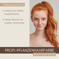 Profi-Pflanzenhaarfarbe SET "warmes helles Kupfer-Blond - warm tizian blond"