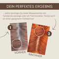 Vorher-Nachher Vergleich graue und rot gefärbte Haare, Färbeergebnis, Haarfärbung