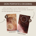 Vorher-Nachher-Bild Haarfärbung, blond zu braun, perfekte Haarfarbe Ergebnis