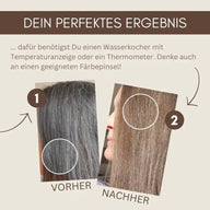 Vorher-Nachher-Vergleich graues zu braun gefärbtes Haar, Anleitung Haartönung