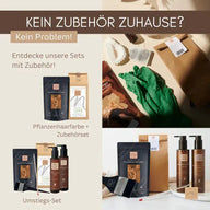 Pflanzenhaarfarbe Sets mit Zubehör, Handschuhe, Flaschen und Pinsel, Produktfoto