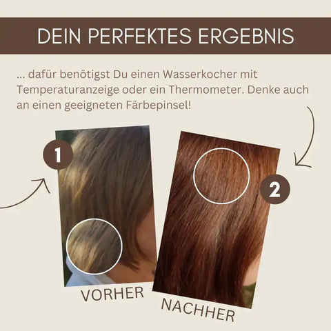 Vorher-nachher-Vergleich von braunem Haar, Haarfärbeergebnis, Haarfarbe Tutorial