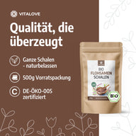 Bio Flohsamenschalen ganz (99% Reinheit) – 500 g