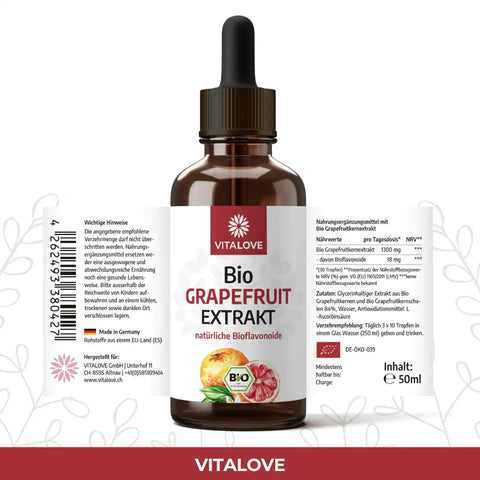 Etikett der Bio Grapefruitkernextrakt Tropfen