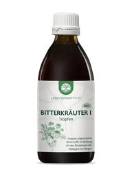 Bio Bitterkräuter Tropfen 200ml Lebenskraftpur, braune Glasflasche mit weißem Etikett