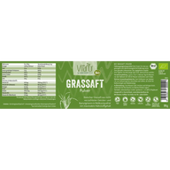 VitaNUR Bio Grasssaft Pulver 170g Etikett, grüne Verpackung, Nährwerte, Zutaten, vegan
