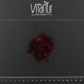 Bio Heidelbeere Pulver auf schwarzem Hintergrund mit Vitanur Logo und Maßstab