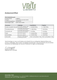 Analysenzertifikat Bio Schokobohne ganz, Laborwerte Schadstoffe, Vitanur, Lebenskraftpur