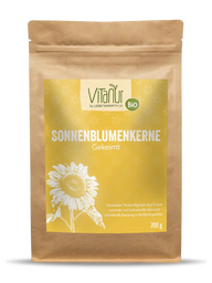 Bio Sonnenblumenkerne gekeimt 700g Vitanur braune Verpackung mit gelbem Etikett