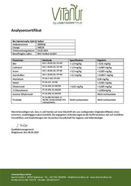 Analysenzertifikat Bio Zahnkristalle Xylit Salbei Schadstoffprüfung Laborergebnis