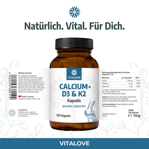 Calcium + D3 & K2 Kapseln – 120 Kapseln