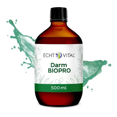 Echt Vital Darm BioPro 500ml braune Flasche mit grünem Spritzer und weißem Etikett
