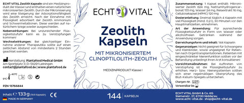 Echt Vital Zeolith Kapseln Verpackung, 144 Kapseln, Clinoptilolith-Zeolith, medizinisches Produkt