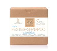 Festes Shampoo Sensitive, vegane Naturkosmetik mit Bio Sheabutter und Arganöl im Karton