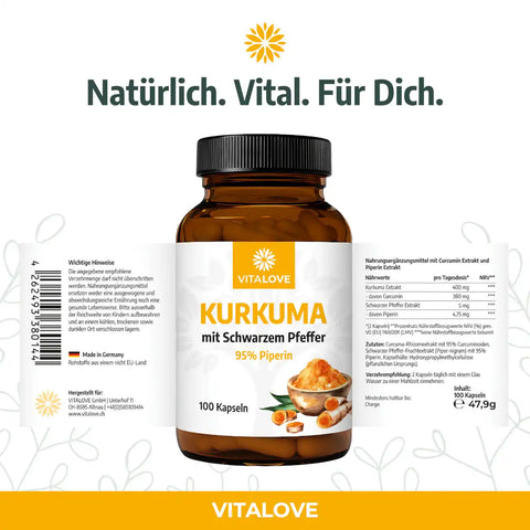 Kurkuma Forte Kapseln (mit schwarzem Pfeffer) – 100 Kapseln