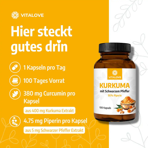 Kurkuma Forte Kapseln (mit schwarzem Pfeffer) – 100 Kapseln