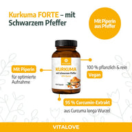 Kurkuma Forte Kapseln (mit schwarzem Pfeffer) – 100 Kapseln