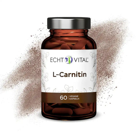 Echt Vital L-Carnitin Kapseln vegane Nahrungsergänzung, braunes Glas, 60 Stück