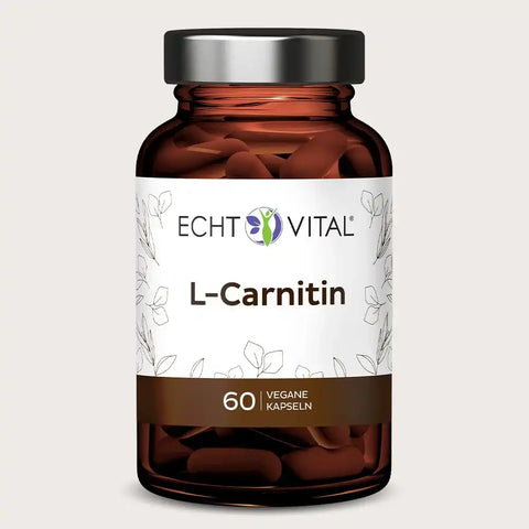 Echt Vital L-Carnitin Kapseln Dose mit 60 veganen Kapseln, braunes Glas