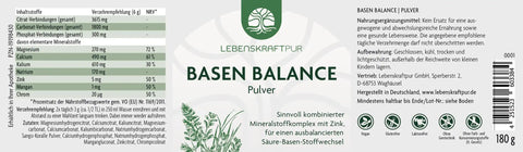 Lebenskraftpur Basen Balance Pulver 180g Dose, Mineralstoffkomplex, deutschsprachiges Etikett