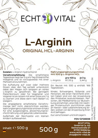 L-Arginin - Beutel mit 500 g Pulver
