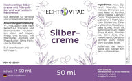 Echt Vital Silbercreme Etikett, 50 ml Tube, mit Inhaltsstoffen und Anwendungshinweisen, lila Design