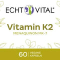 Echt Vital Vitamin K2 Menaquinon MK-7 Kapseln Etikett, 60 vegane Kapseln, Nahrungsergänzung