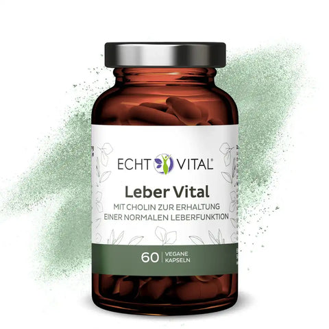 Echt Vital Leber Vital 60 vegane Kapseln Nahrungsergänzung im braunen Glas