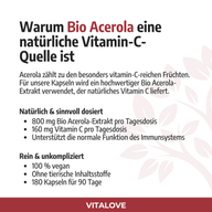 Bio Acerola als natürliche Vitamin-C-Quelle mit 800 mg Extrakt pro Tagesdosis