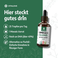 Omega-3 Algenöl Tropfen als fischfreie Alternative zu Fischöl