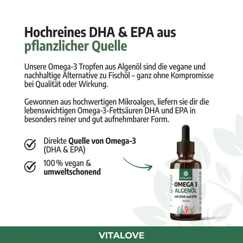 Pflanzliche Omega-3 Quelle aus Algenöl mit DHA und EPA