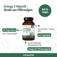 Omega 3 Algenöl Kapseln mit EPA und DHA – 90 Kapseln