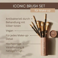 Trousse de pinceaux de maquillage professionnels Silver Ionic – 7 pièces, végane et antibactérienne pour cosmétiques décoratifs