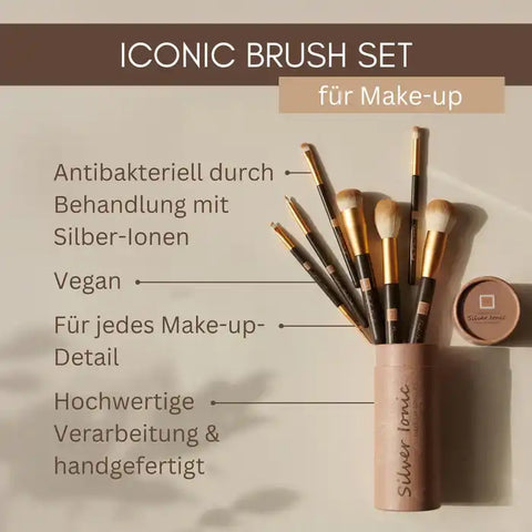 Trousse de pinceaux de maquillage professionnels Silver Ionic – 7 pièces, végane et antibactérienne pour cosmétiques décoratifs