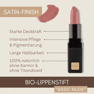 Rossetto Bio – 6 colori, vegano, cruelty-free + senza biossido di titanio – a lunga tenuta + nutriente