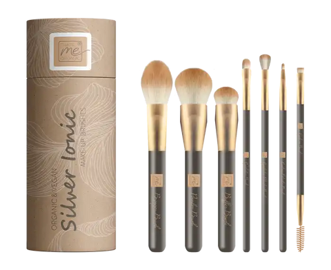 Trousse de pinceaux de maquillage professionnels Silver Ionic – 7 pièces, végane et antibactérienne pour cosmétiques décoratifs