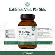 VITALOVE R-Alpha-Liponsäure Kapseln mit Verpackung und Produktinformationen