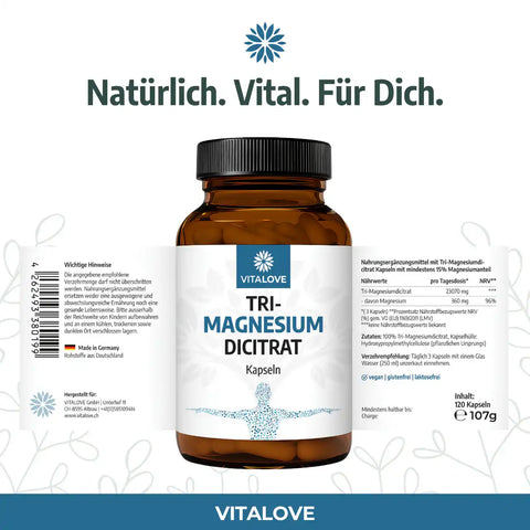 Tri-Magnesium-Dicitrat Kapseln (360 mg) – 120 Kapseln