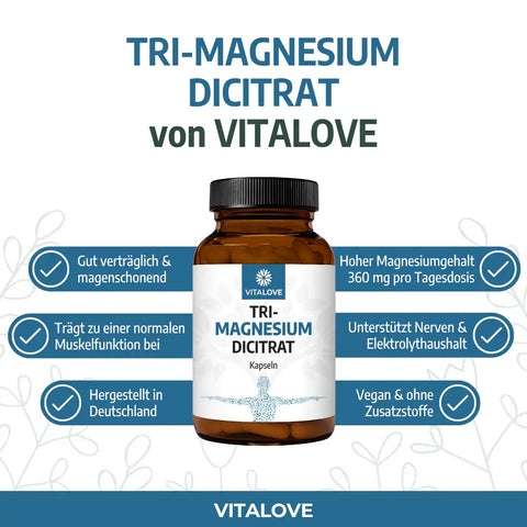 Tri-Magnesium-Dicitrat Kapseln (360 mg) – 120 Kapseln