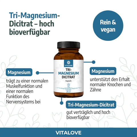 Tri-Magnesium-Dicitrat Kapseln (360 mg) – 120 Kapseln