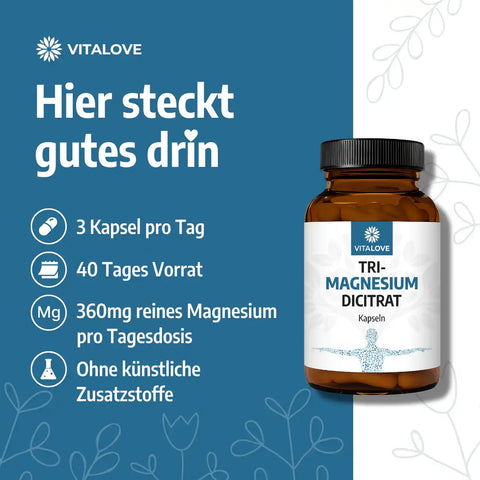 Tri-Magnesium-Dicitrat Kapseln (360 mg) – 120 Kapseln