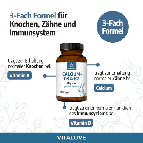 Calcium + D3 & K2 Kapseln – 120 Kapseln