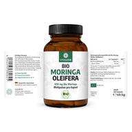 Etikett der Bio Moringa Oleifera Kapseln