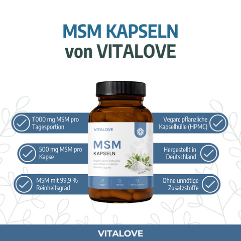 Gélules de MSM avec 1000 mg de MSM pur – 180 gélules