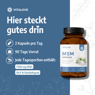Gélules de MSM avec 1000 mg de MSM pur – 180 gélules