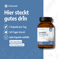 Vitalove Sango Koralle mit Angaben zu Calcium und Magnesium