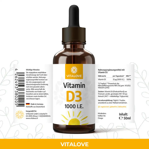 Vitamin D3 Tropfen mit Cholecalciferol aus Lanolin