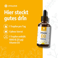 Vitamin D3 Tropfen in lichtgeschützter Braunglasflasche