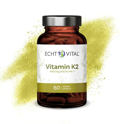 Echt Vital Vitamin K2 Menaquinon MK-7 vegane Kapseln Glasflasche, 60 Stück, freigestellt