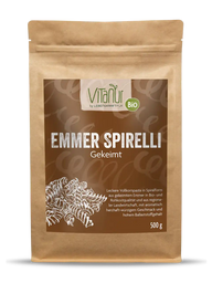 Vitanur Bio Emmer Spirelli Gekeimt 500g Vollkornnudeln in brauner Verpackung